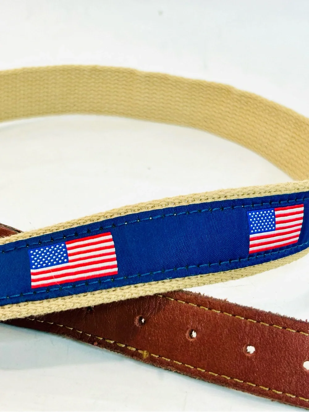 Zep-Pro American Flag Lesther and Ribbon Belt size 32 Made in USA